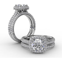 Diamond Wedding Band with Round Pavé and Prong-Set Diamonds by Fana - 0.50 Carat Total Diamond Weight