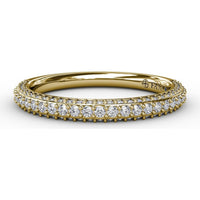 Diamond Wedding Band with Round Pavé and Prong-Set Diamonds by Fana - 0.50 Carat Total Diamond Weight