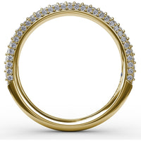 Diamond Wedding Band with Round Pavé and Prong-Set Diamonds by Fana - 0.50 Carat Total Diamond Weight