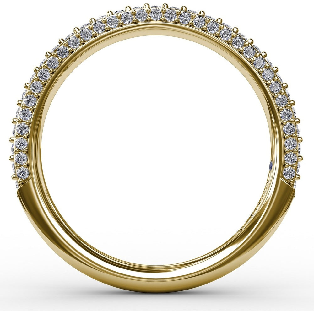 Diamond Wedding Band with Round Pavé and Prong-Set Diamonds by Fana - 0.50 Carat Total Diamond Weight