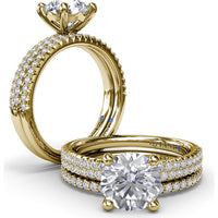 Diamond Wedding Band with Round Pavé Set Diamonds by Fana - 0.19 Carat Total Diamond Weight