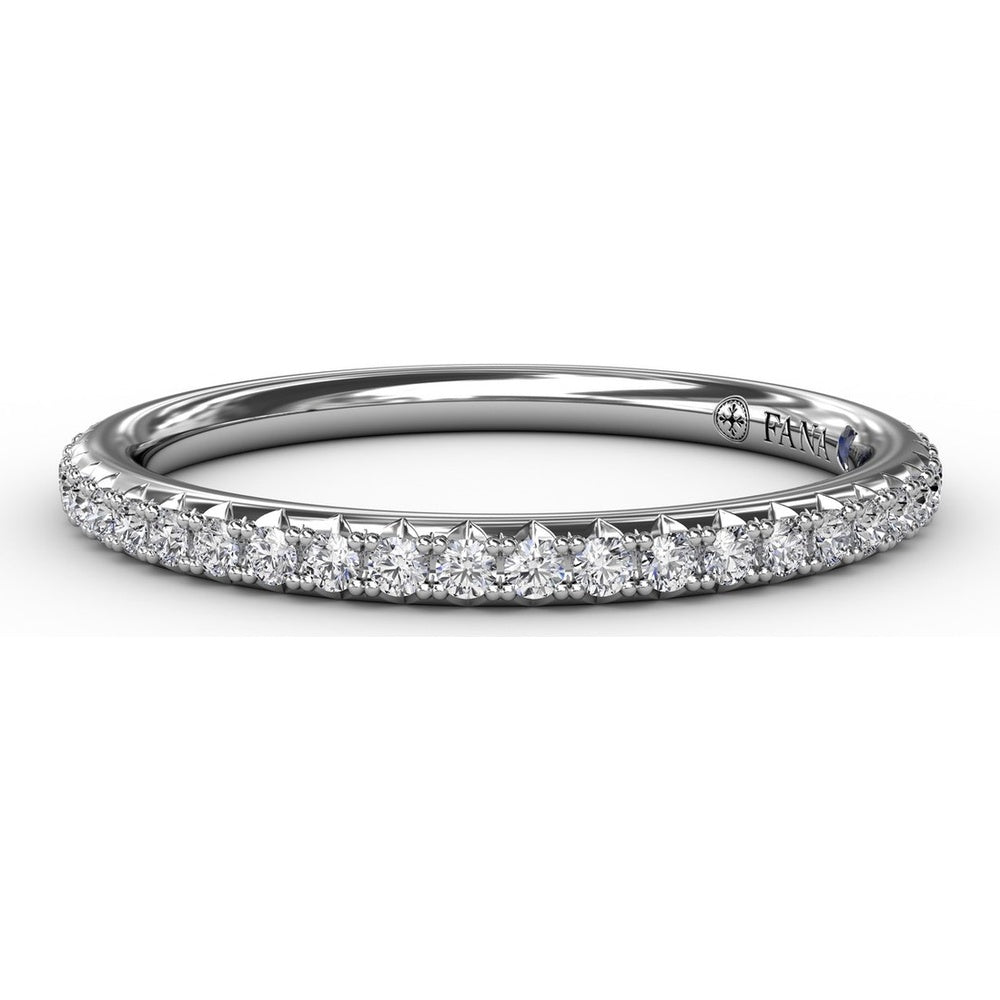 Diamond Wedding Band with Shared-Prong Pavé Set Round Diamonds and Milgrain Detail by Fana - 0.25 Carat Total Diamond Weight