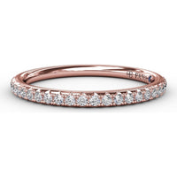 Diamond Wedding Band with Shared-Prong Pavé Set Round Diamonds and Milgrain Detail by Fana - 0.25 Carat Total Diamond Weight
