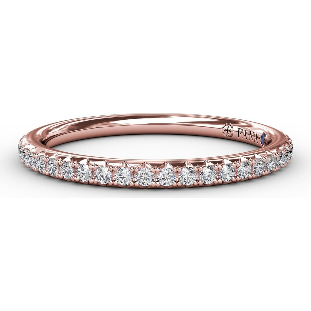 Diamond Wedding Band with Shared-Prong Pavé Set Round Diamonds and Milgrain Detail by Fana - 0.25 Carat Total Diamond Weight