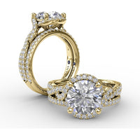 Diamond Wedding Band with Shared-Prong Pavé Set Round Diamonds and Milgrain Detail by Fana - 0.25 Carat Total Diamond Weight