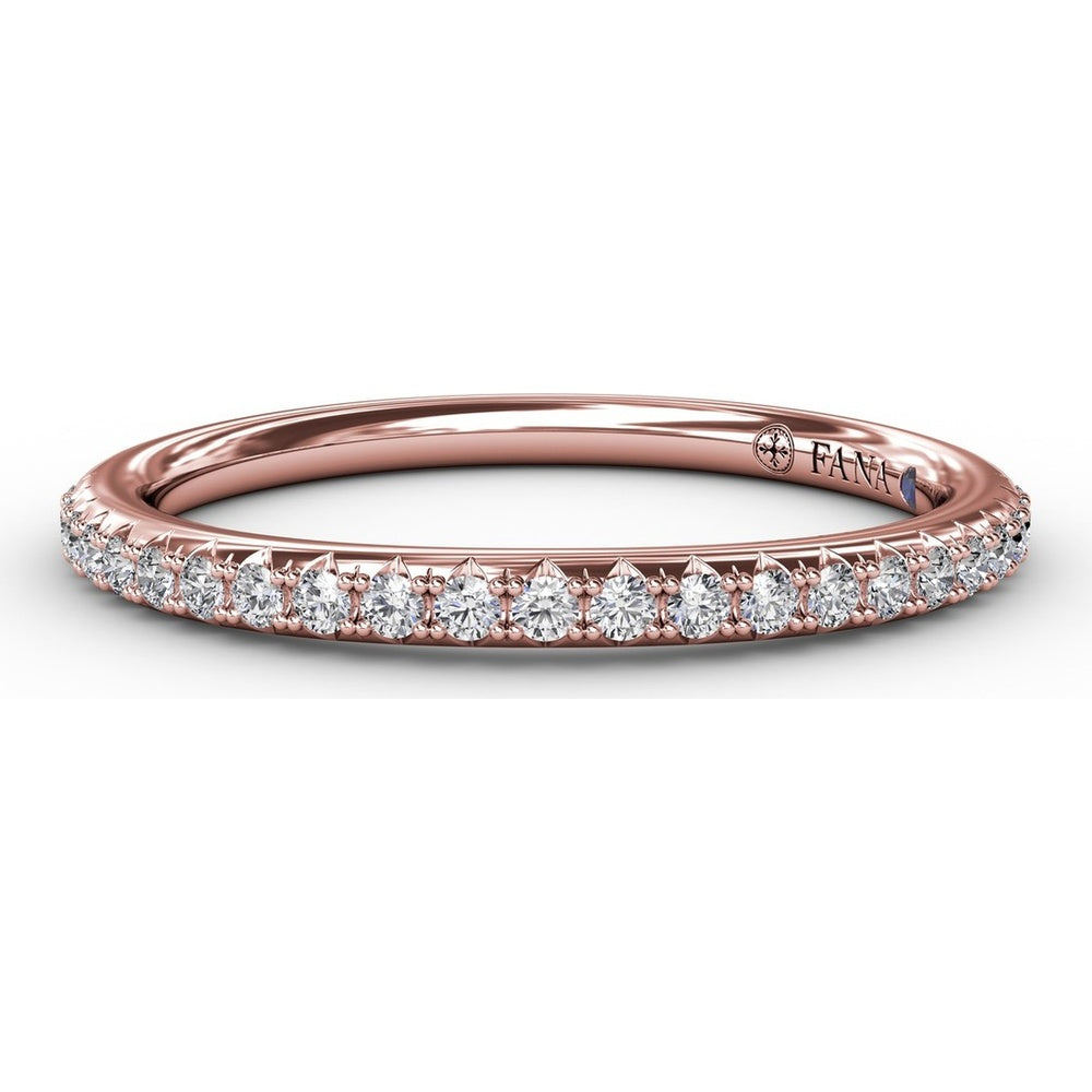 Diamond Wedding Band with Shared-Prong Pavé Set Round Diamonds by Fana - 0.19 Carat Total Diamond Weight
