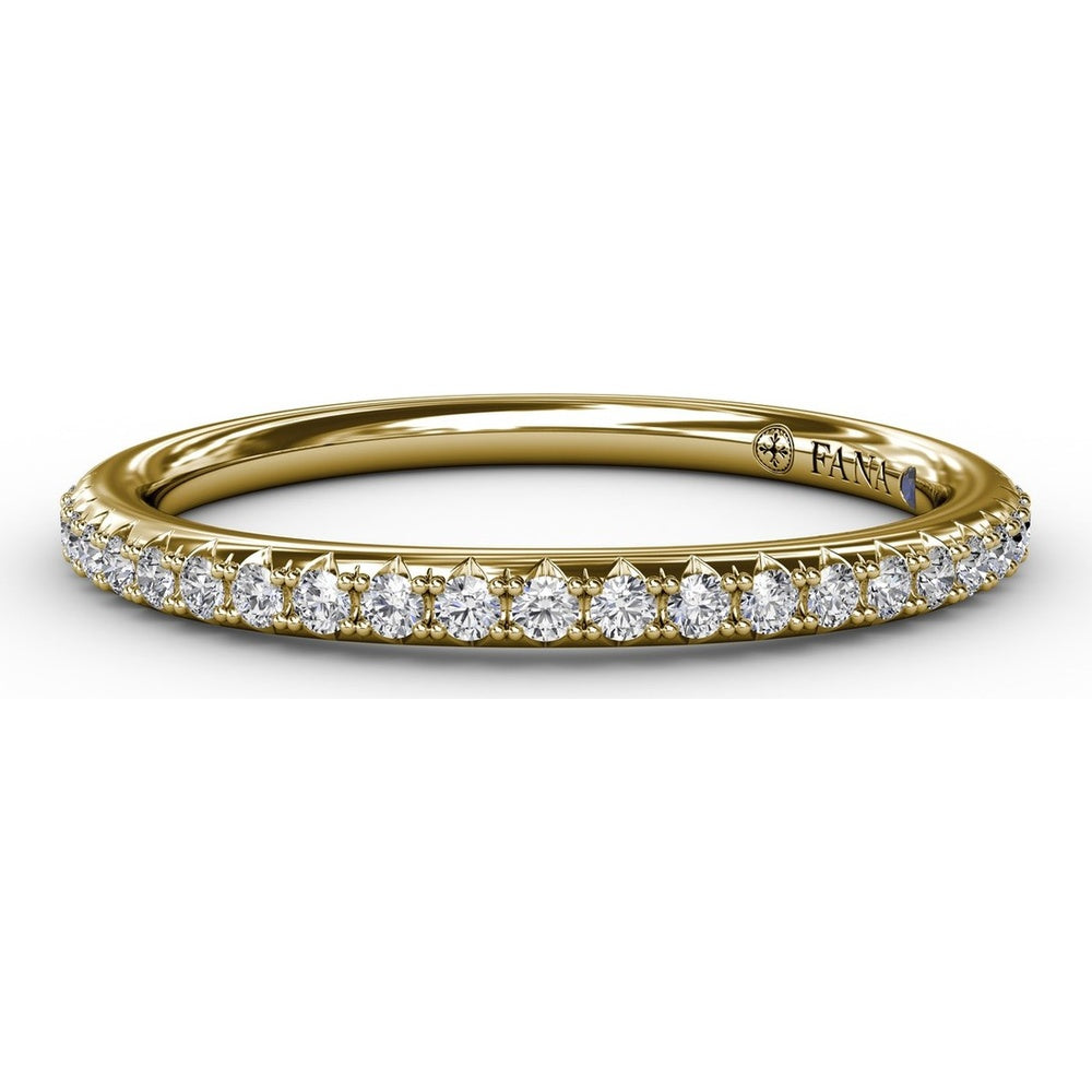 Diamond Wedding Band with Shared-Prong Pavé Set Round Diamonds by Fana - 0.19 Carat Total Diamond Weight
