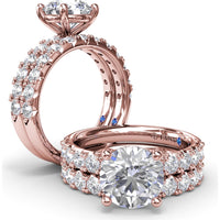 Diamond Wedding Band with Shared-Prong Set Round Brilliant Diamonds by Fana - 0.74 Carat Total Diamond Weight