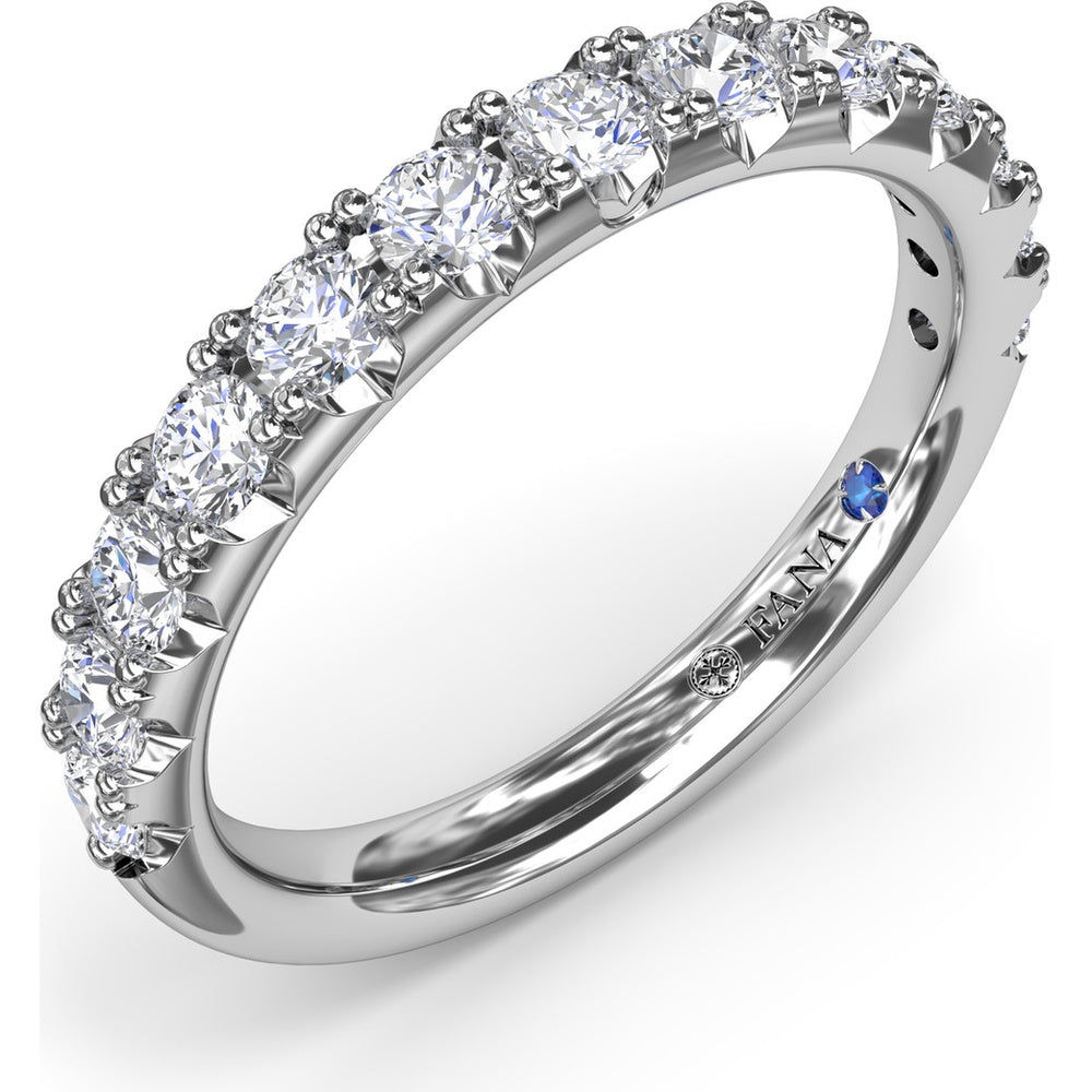 Diamond Wedding Band with Shared-Prong Set Round Brilliant Diamonds by Fana - 0.74 Carat Total Diamond Weight