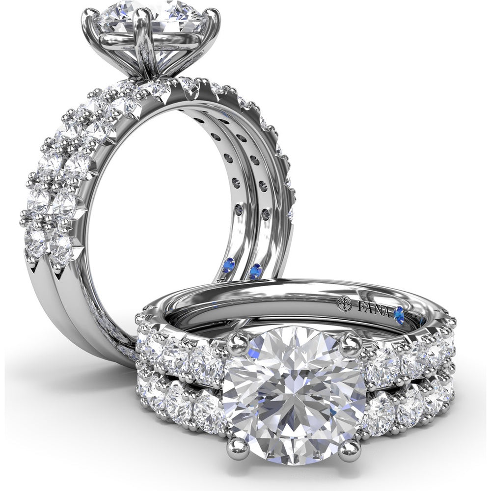 Diamond Wedding Band with Shared-Prong Set Round Brilliant Diamonds by Fana - 0.74 Carat Total Diamond Weight