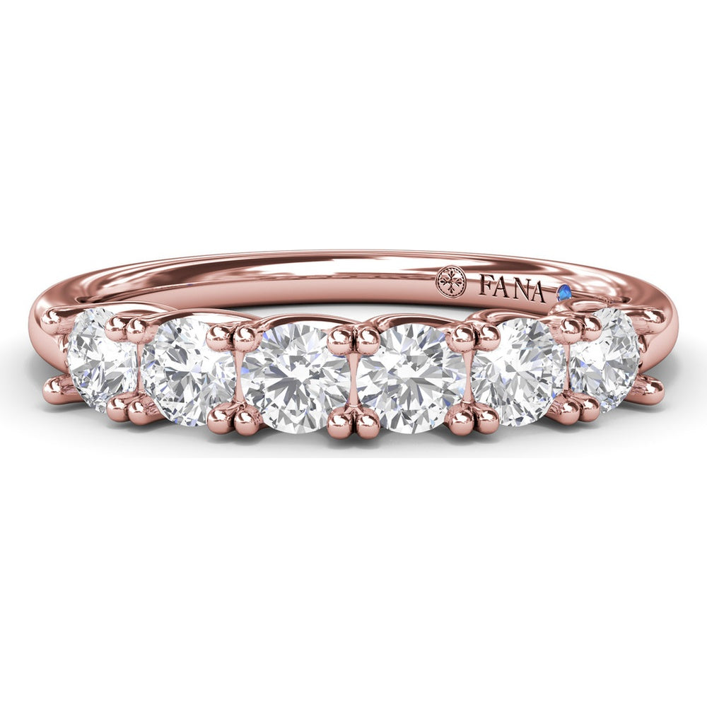 Diamond Wedding Band with Shared-Prong Set Round Diamonds by Fana - 0.63 Carat Total Diamond Weight