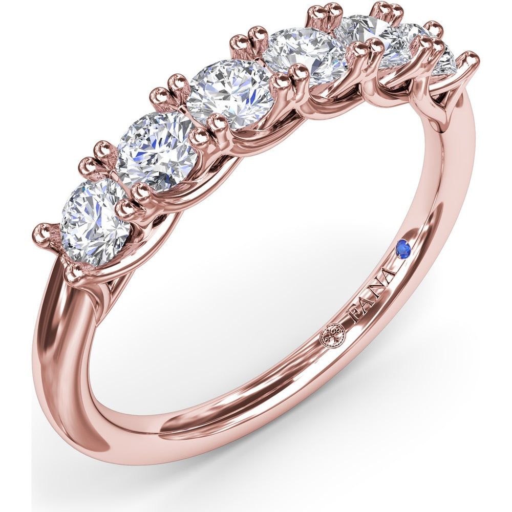 Diamond Wedding Band with Shared-Prong Set Round Diamonds by Fana - 0.63 Carat Total Diamond Weight