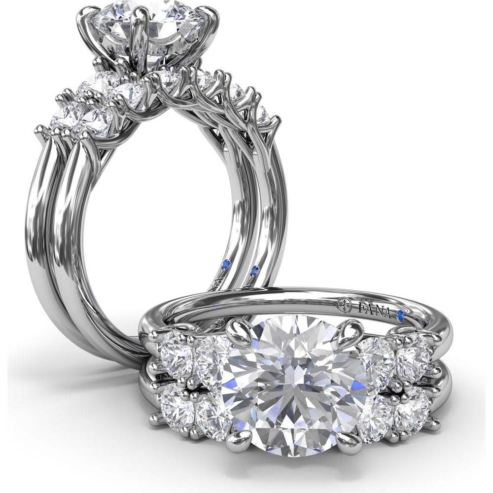 Diamond Wedding Band with Shared-Prong Set Round Diamonds by Fana - 0.63 Carat Total Diamond Weight