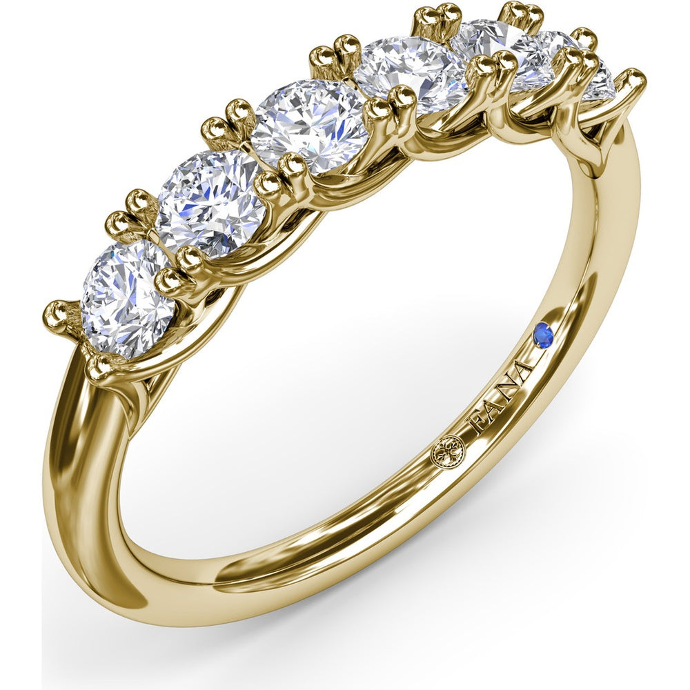 Diamond Wedding Band with Shared-Prong Set Round Diamonds by Fana - 0.63 Carat Total Diamond Weight