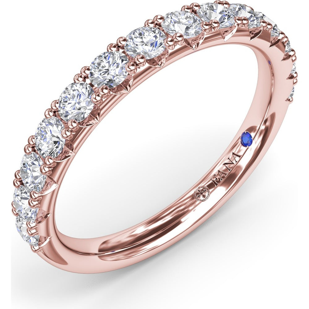 Diamond Wedding Band with Shared-Prong Set Round Diamonds by Fana - 0.69 Carat Total Diamond Weight