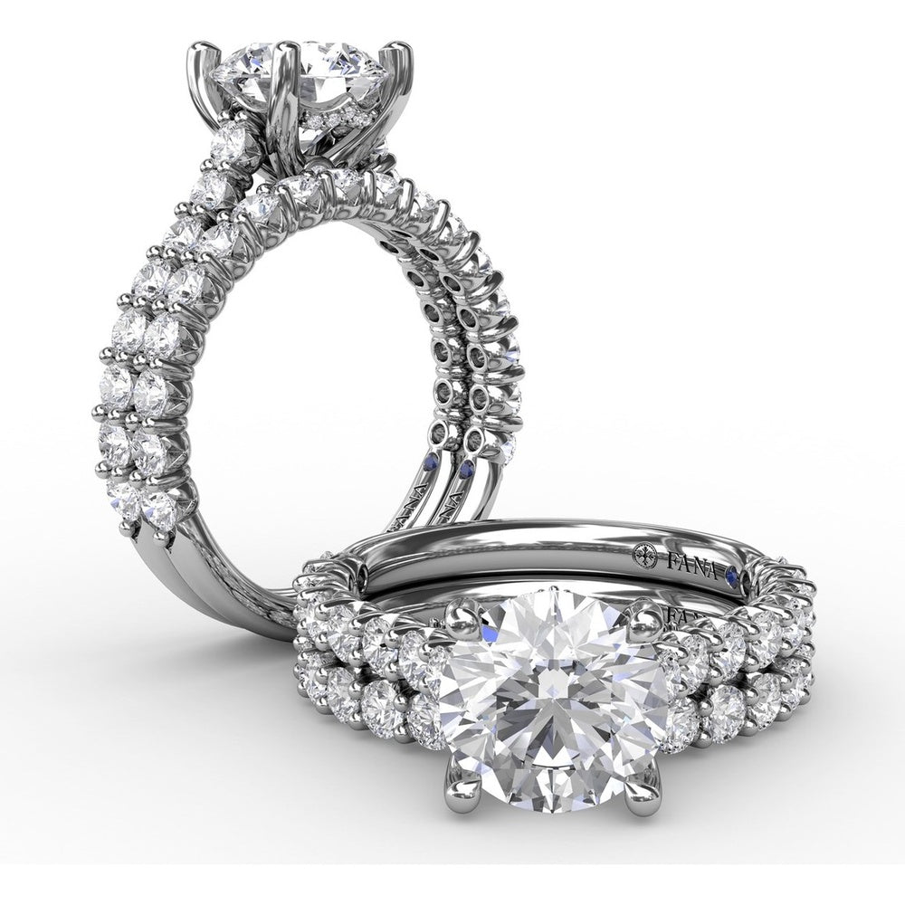 Diamond Wedding Band with Shared-Prong Set Round Diamonds by Fana - 0.77 Carat Total Diamond Weight