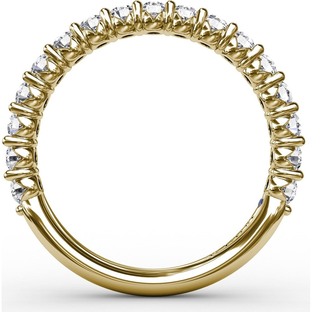 Diamond Wedding Band with Shared-Prong Set Round Diamonds by Fana - 0.77 Carat Total Diamond Weight