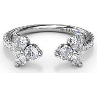 Diamond Wrap Ring with Shared-Prong Cluster and Pavé Band by Fana - 0.82 Carat Total Diamond Weight