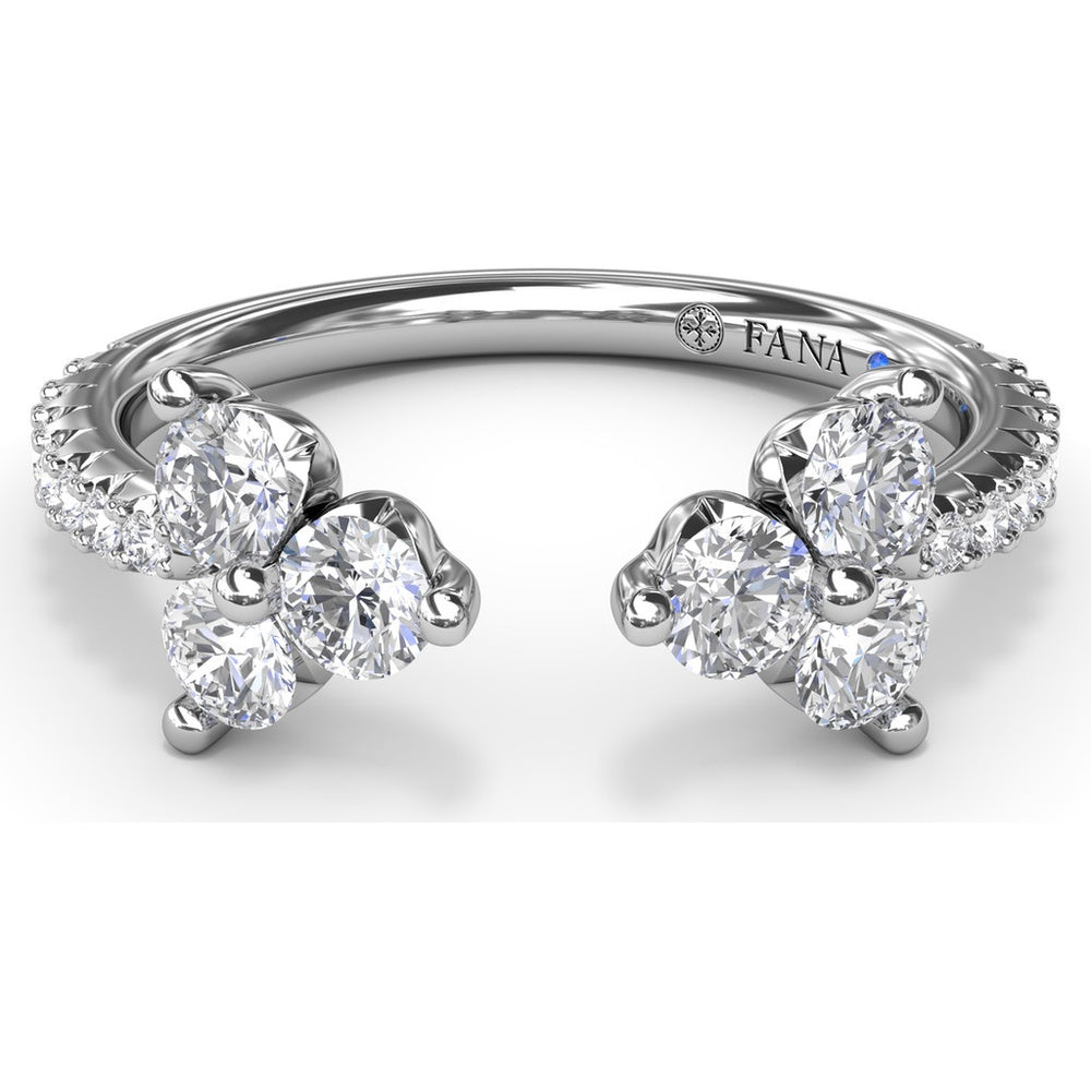 Diamond Wrap Ring with Shared-Prong Cluster and Pavé Band by Fana - 0.82 Carat Total Diamond Weight