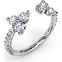 Diamond Wrap Ring with Shared-Prong Cluster and Pavé Band by Fana - 0.82 Carat Total Diamond Weight