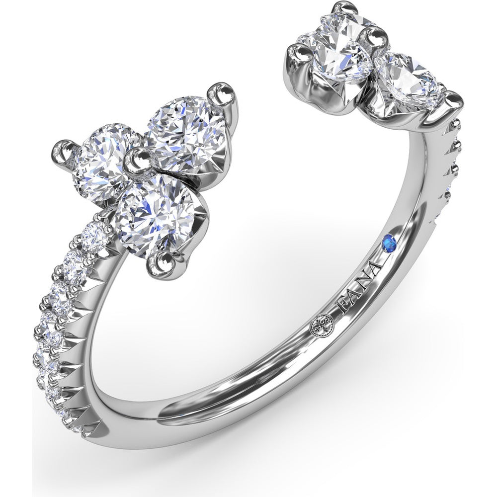 Diamond Wrap Ring with Shared-Prong Cluster and Pavé Band by Fana - 0.82 Carat Total Diamond Weight