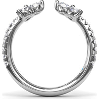 Diamond Wrap Ring with Shared-Prong Cluster and Pavé Band by Fana - 0.82 Carat Total Diamond Weight