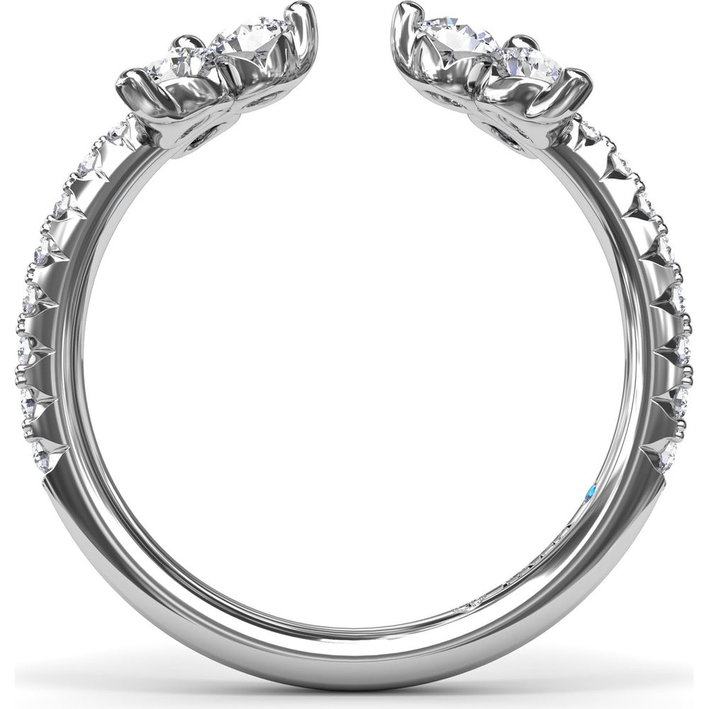 Diamond Wrap Ring with Shared-Prong Cluster and Pavé Band by Fana - 0.82 Carat Total Diamond Weight