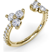 Diamond Wrap Ring with Shared-Prong Cluster and Pavé Band by Fana - 0.82 Carat Total Diamond Weight