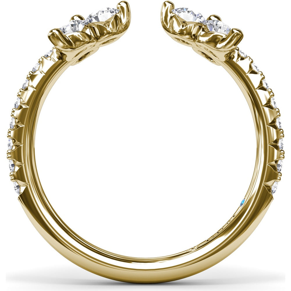 Diamond Wrap Ring with Shared-Prong Cluster and Pavé Band by Fana - 0.82 Carat Total Diamond Weight