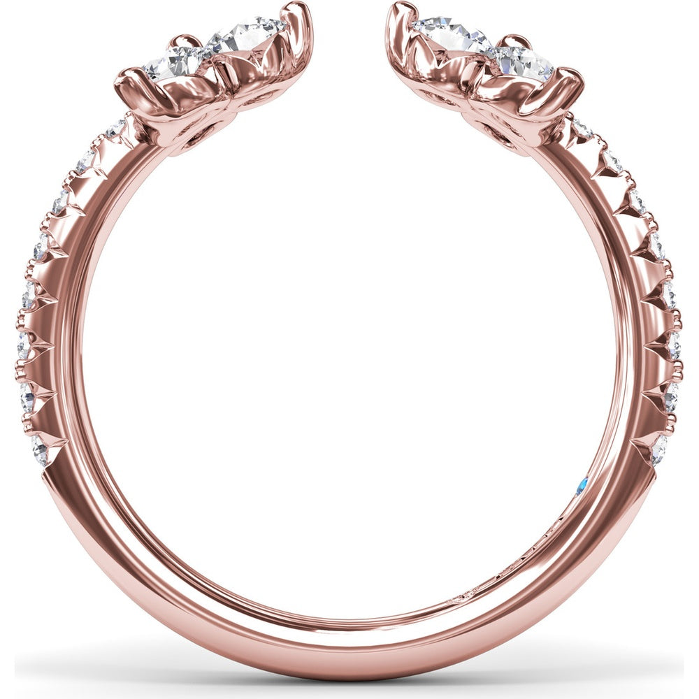 Diamond Wrap Ring with Shared-Prong Cluster and Pavé Band by Fana - 0.82 Carat Total Diamond Weight