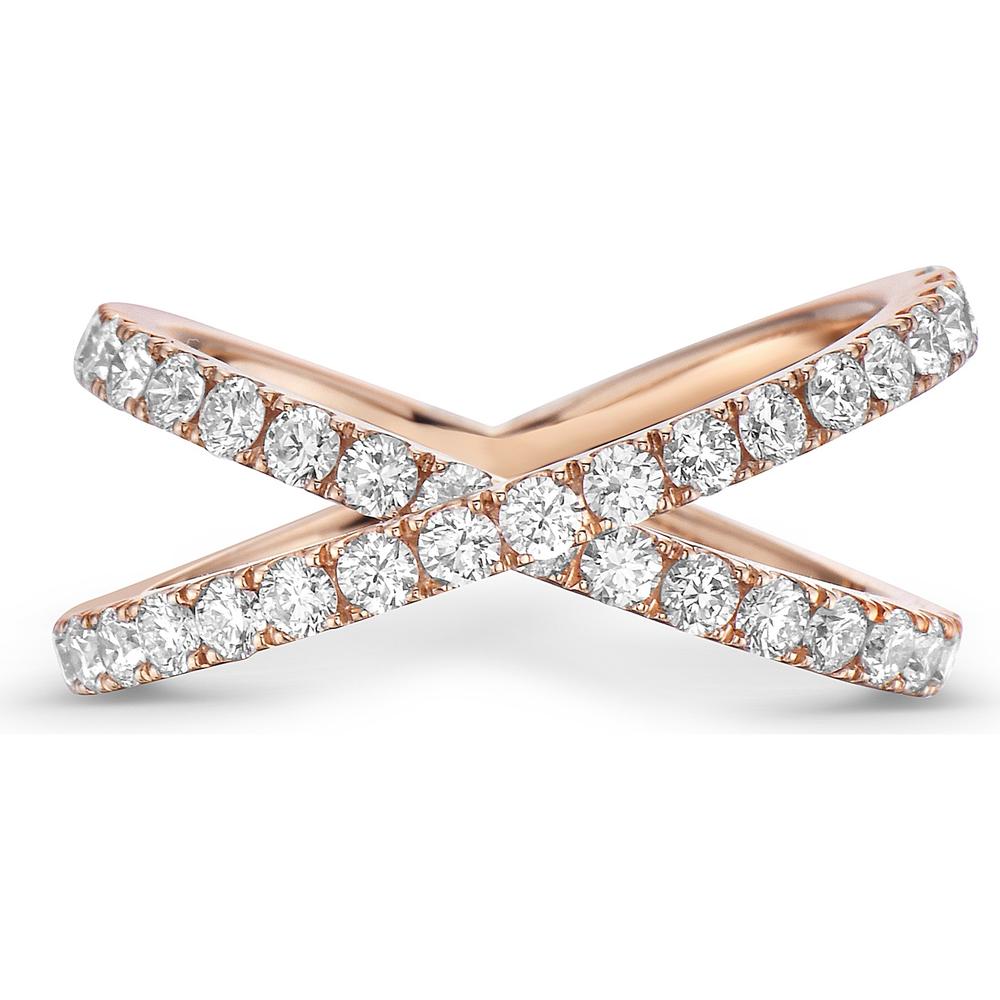 Diamond X Ring in 18K Rose Gold by Charles Krypell