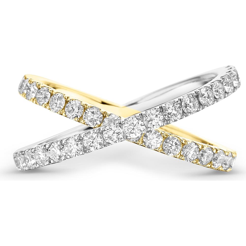 Diamond X Ring in 18K White Gold and Yellow Gold by Charles Krypell
