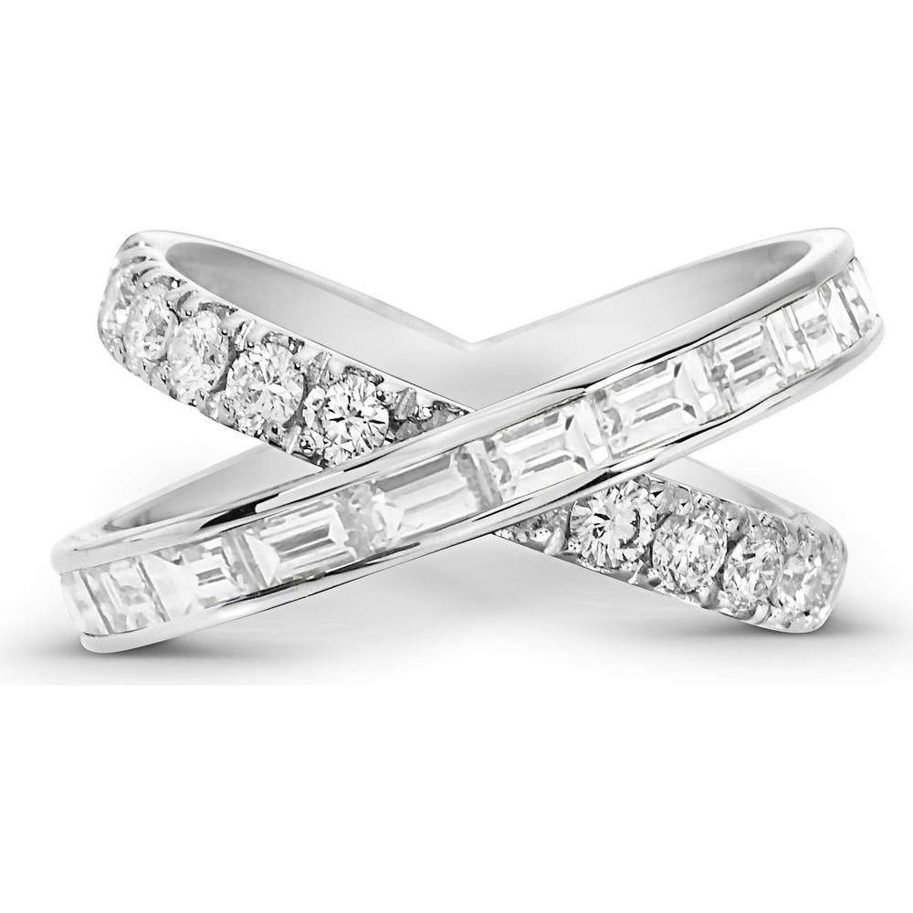 Diamond X Ring in 18K White Gold by Charles Krypell