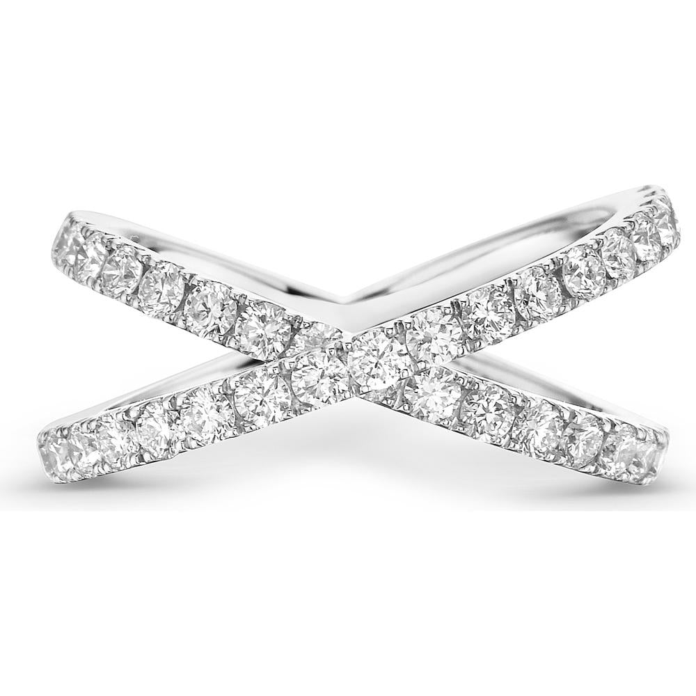 Diamond X Ring in 18K White Gold by Charles Krypell