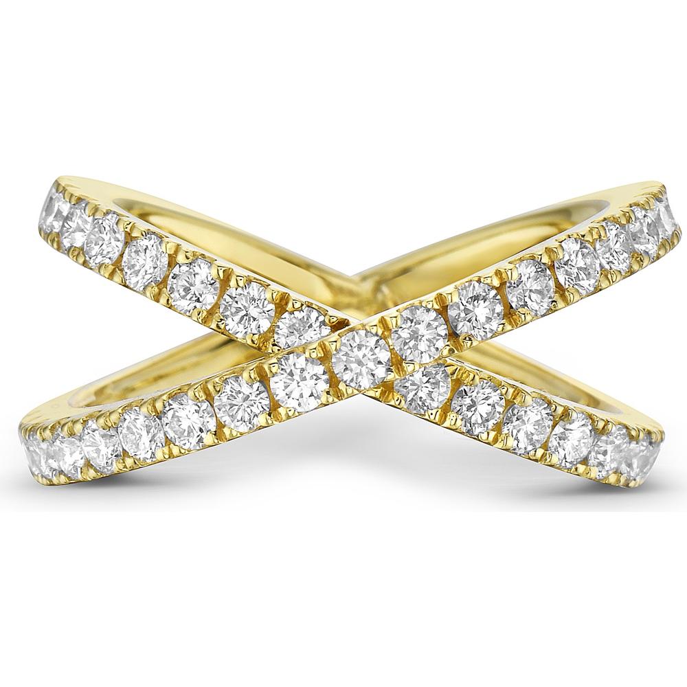 Diamond X Ring in 18K Yellow Gold by Charles Krypell