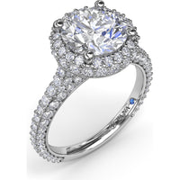 Diamonds Galore Halo Engagement Ring Setting with Pavé Diamond Band by Fana - 1.48 Carat Total Diamond Weight