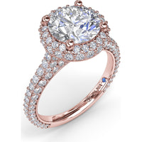 Diamonds Galore Halo Engagement Ring Setting with Pavé Diamond Band by Fana - 1.48 Carat Total Diamond Weight