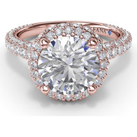 Diamonds Galore Halo Engagement Ring Setting with Pavé Diamond Band by Fana - 1.48 Carat Total Diamond Weight