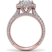 Diamonds Galore Halo Engagement Ring Setting with Pavé Diamond Band by Fana - 1.48 Carat Total Diamond Weight