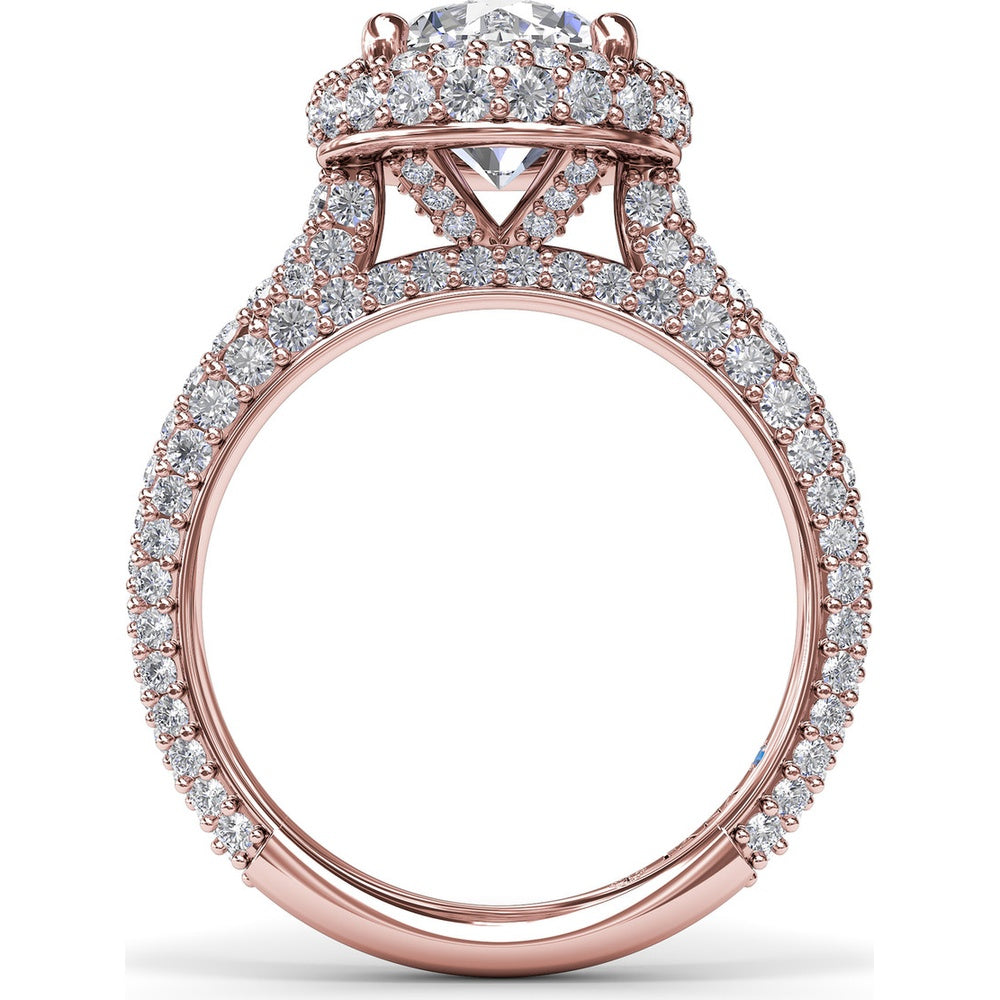 Diamonds Galore Halo Engagement Ring Setting with Pavé Diamond Band by Fana - 1.48 Carat Total Diamond Weight