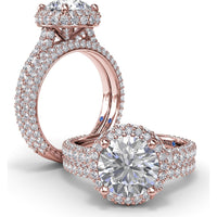 Diamonds Galore Halo Engagement Ring Setting with Pavé Diamond Band by Fana - 1.48 Carat Total Diamond Weight