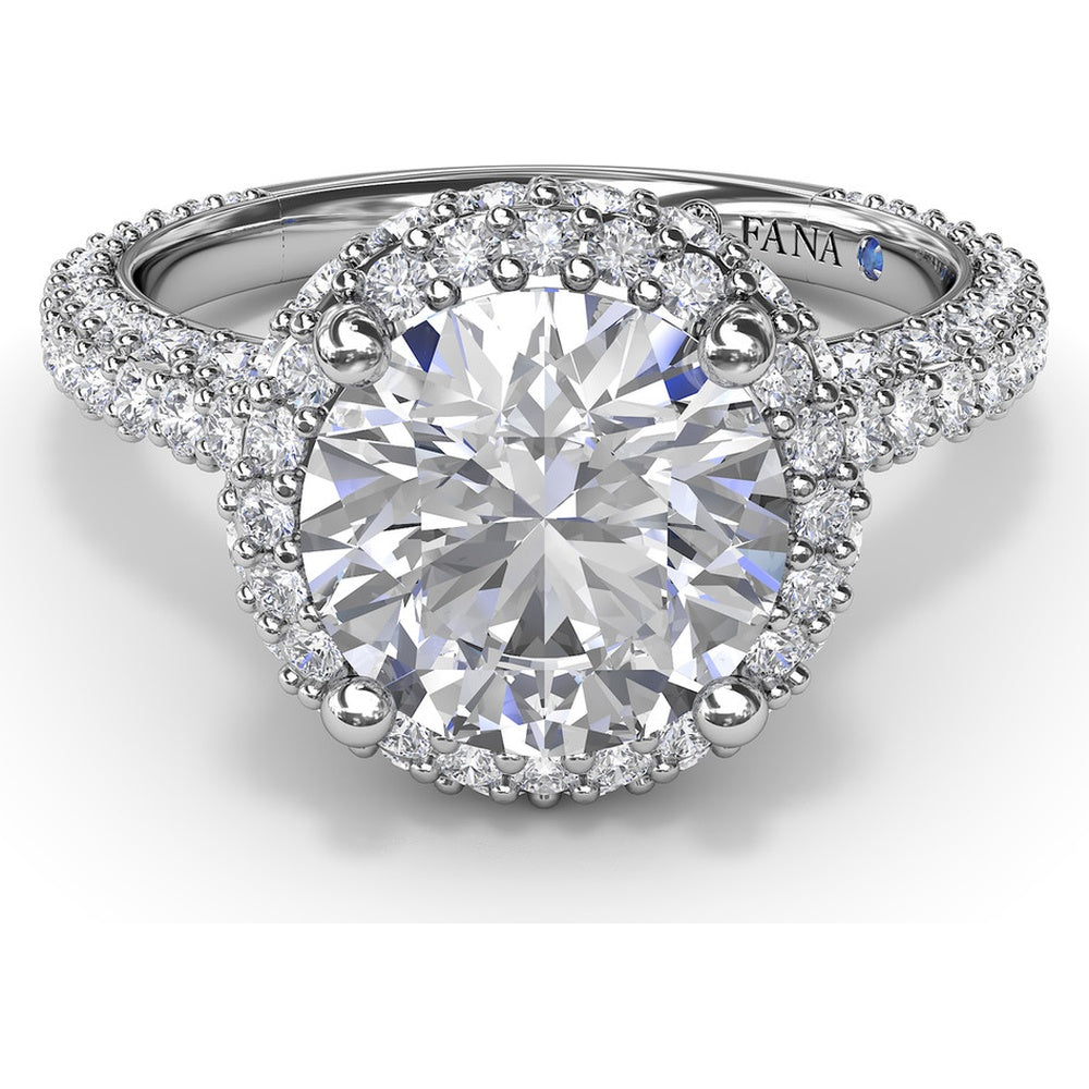 Diamonds Galore Halo Engagement Ring Setting with Pavé Diamond Band by Fana - 1.48 Carat Total Diamond Weight