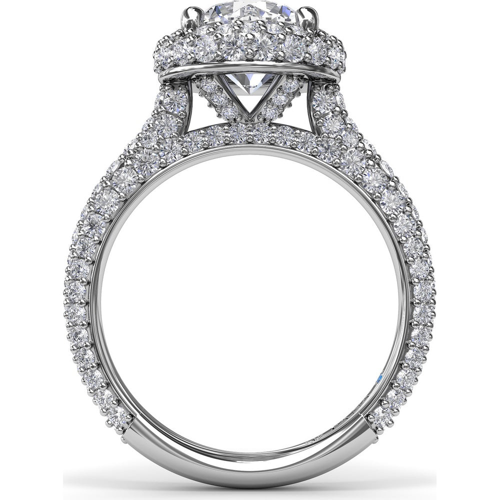 Diamonds Galore Halo Engagement Ring Setting with Pavé Diamond Band by Fana - 1.48 Carat Total Diamond Weight