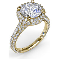 Diamonds Galore Halo Engagement Ring Setting with Pavé Diamond Band by Fana - 1.48 Carat Total Diamond Weight