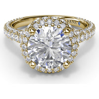 Diamonds Galore Halo Engagement Ring Setting with Pavé Diamond Band by Fana - 1.48 Carat Total Diamond Weight