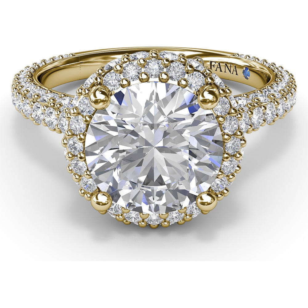 Diamonds Galore Halo Engagement Ring Setting with Pavé Diamond Band by Fana - 1.48 Carat Total Diamond Weight