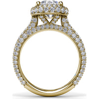 Diamonds Galore Halo Engagement Ring Setting with Pavé Diamond Band by Fana - 1.48 Carat Total Diamond Weight