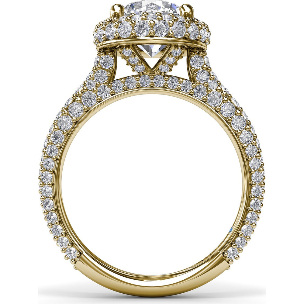 Diamonds Galore Halo Engagement Ring Setting with Pavé Diamond Band by Fana - 1.48 Carat Total Diamond Weight