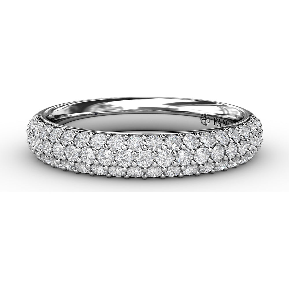 Domed Pavé Diamond Band with Three Rows of Round Diamonds by Fana - 0.61 Carat Total Diamond Weight