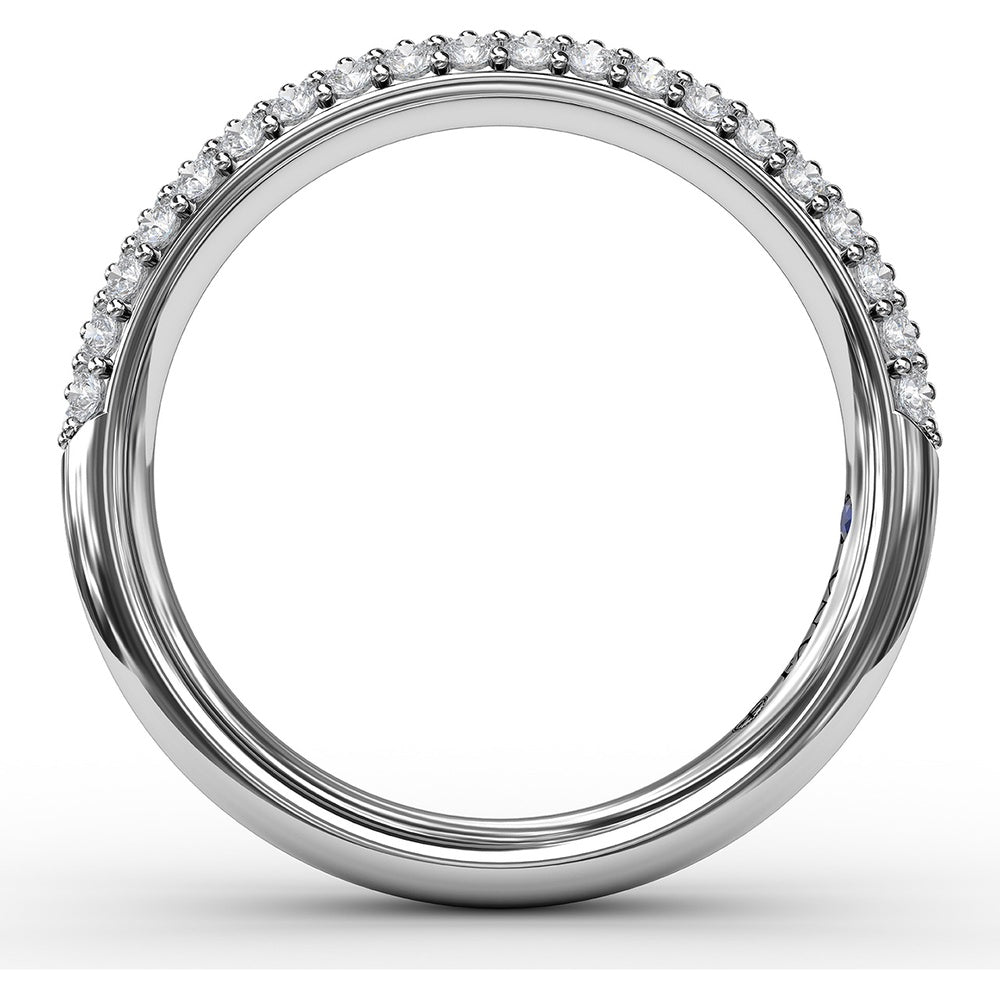 Domed Pavé Diamond Band with Three Rows of Round Diamonds by Fana - 0.61 Carat Total Diamond Weight